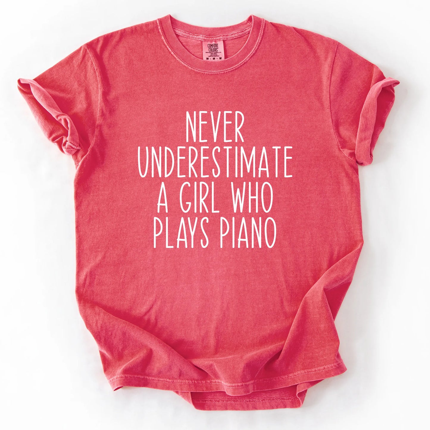 Never Underestimate A Girl Who Plays Piano T-Shirt